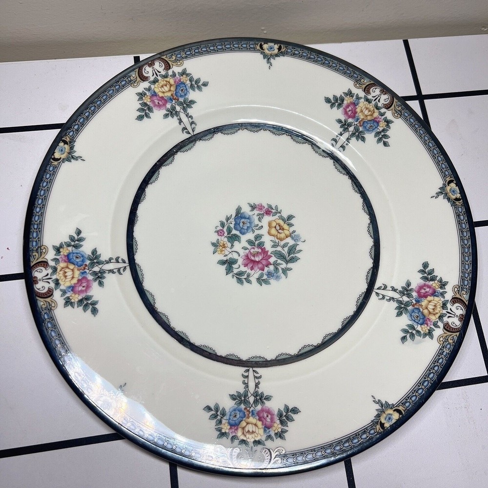 Crown Lion Ivory Plate Hutschenreuther Selb Bavaria Silver Overlay 11" Antique